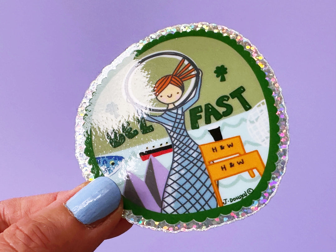 Nula with the Hula Belfast Vinyl Glitter Sticker
