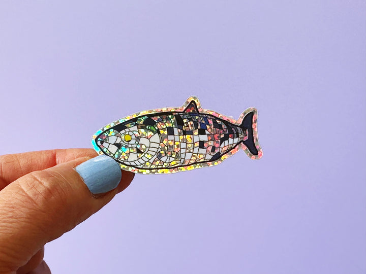 Tiny Belfast Big Fish Glitter Vinyl Sticker
