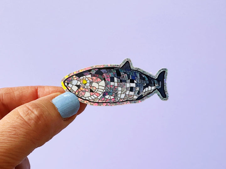 Tiny Belfast Big Fish Glitter Vinyl Sticker