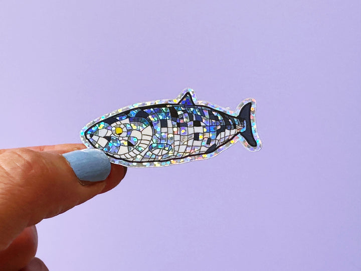 Tiny Belfast Big Fish Glitter Vinyl Sticker