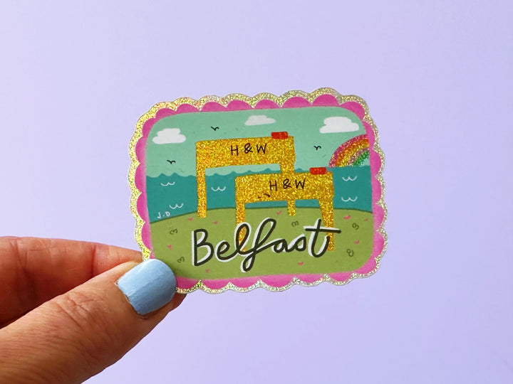 Metalic Iridescent Belfast Cranes Vinyl Sticker