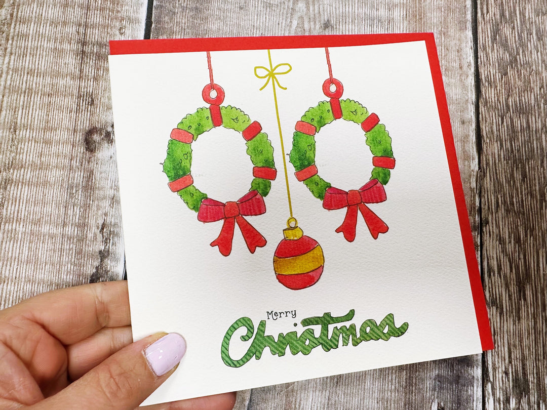 2 Little Garlands Christmas Card - Personalised