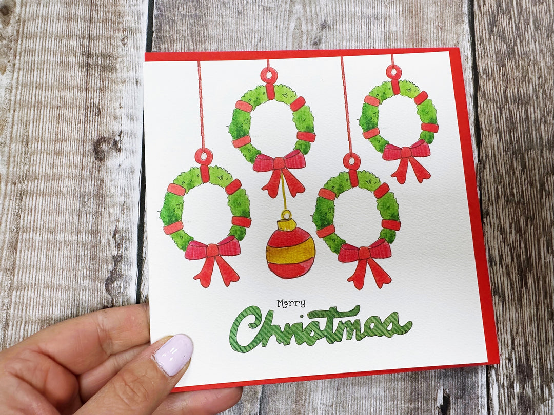 4 Little Garlands Christmas Card - Personalised