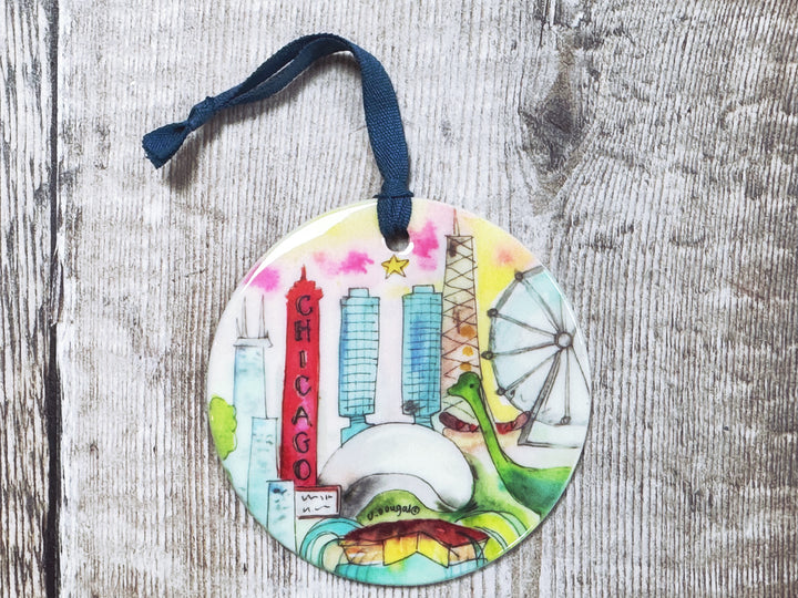 Chicago USA Little Cities Hanging Ceramic Decoration