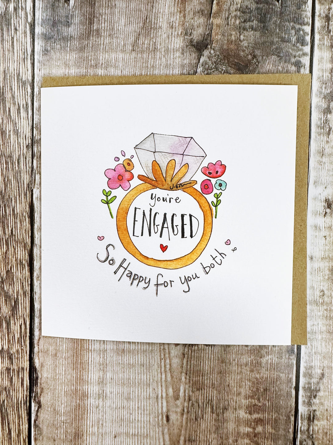 Floral Engagement Ring Card - Personalised