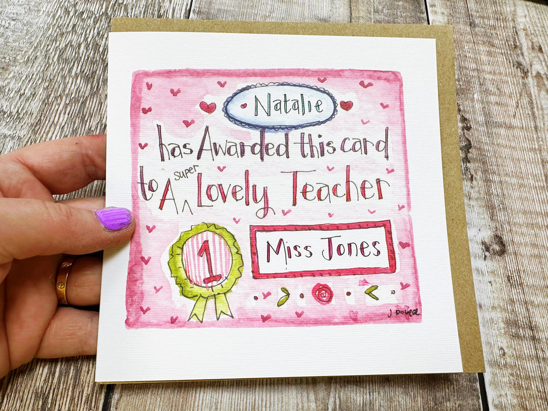 Awarded to the Best Teacher Card - Personalised