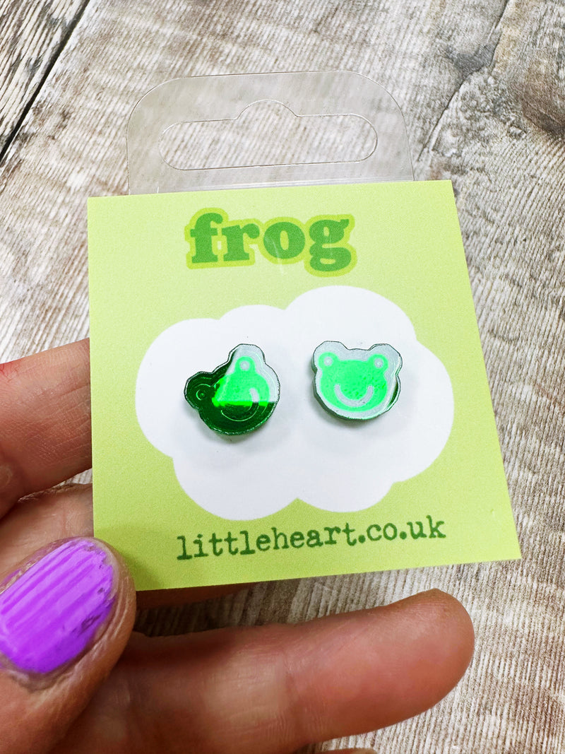 Little Frog Acrylic Green Earrings Hypoallergenic