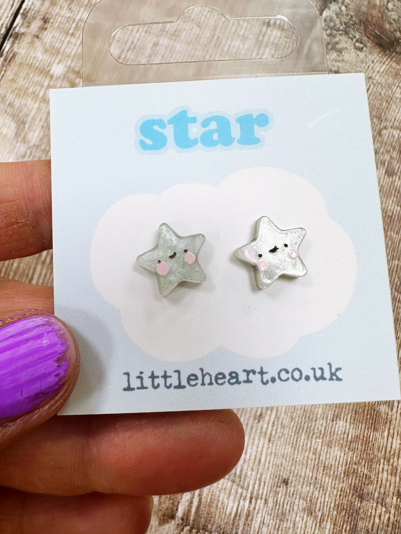 Mini Blue Star Stud Earrings Hypoallergenic