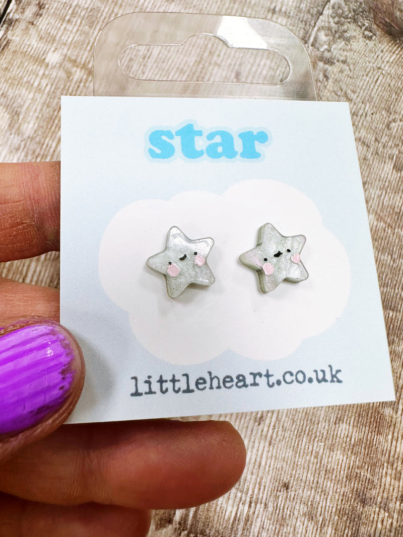 Mini Blue Star Stud Earrings Hypoallergenic