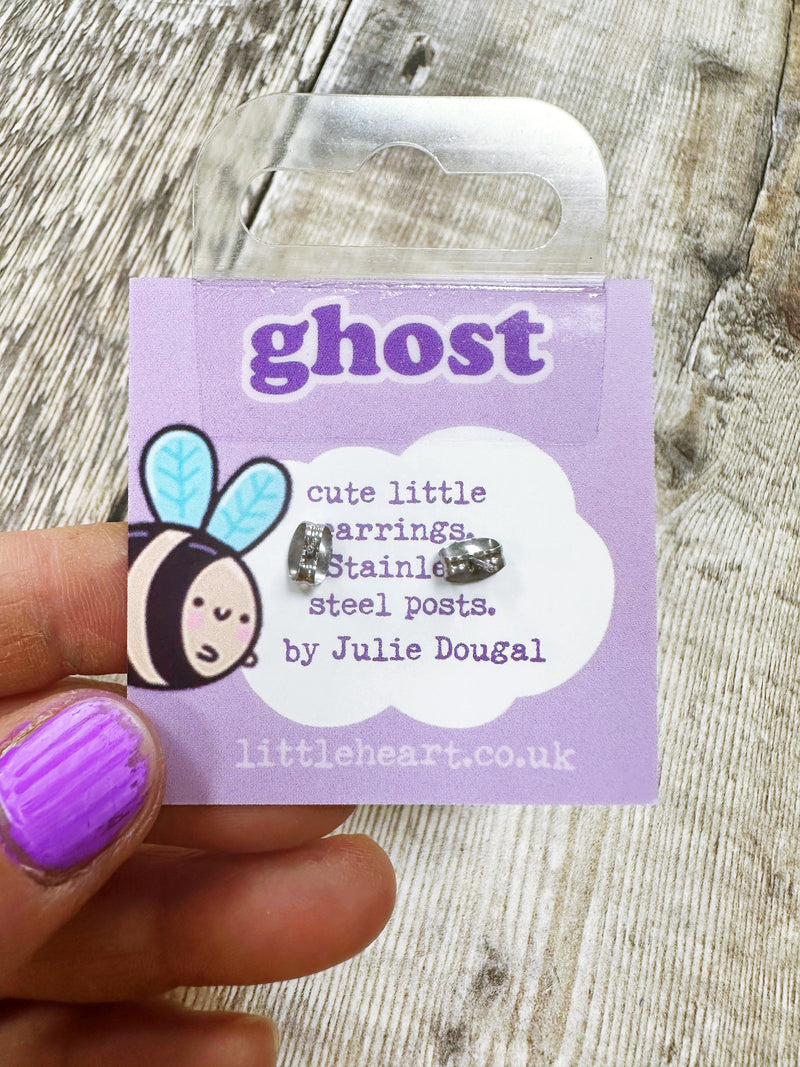 Mini White Ghost Acrylic Stud Earrings Hypoallergenic