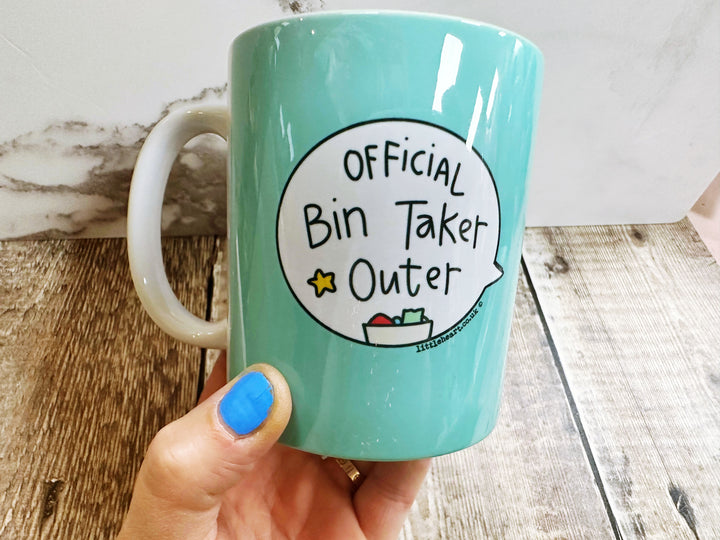 Official Bin Taker Outer Speech Bubbles Mug, Coaster or Badge