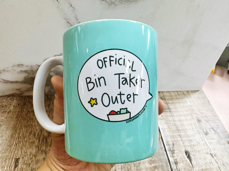 Official Bin Taker Outer Speech Bubbles Mug, Coaster or Badge