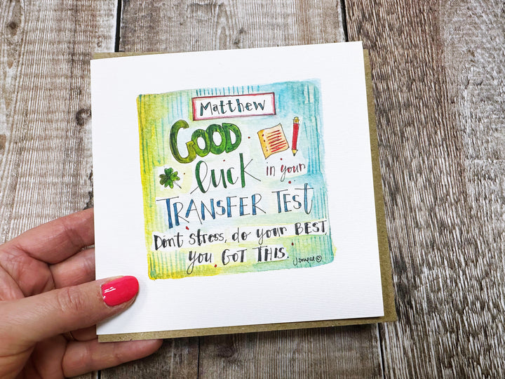 “Good Luck in your Transfer Test” Card - Personalised