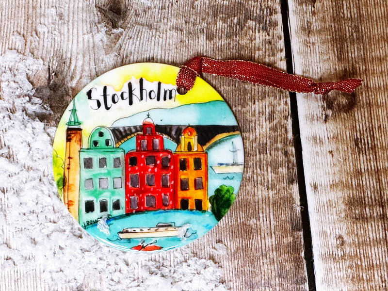 Stockholm Sweden Little Cities Hanging Ceramic decoration