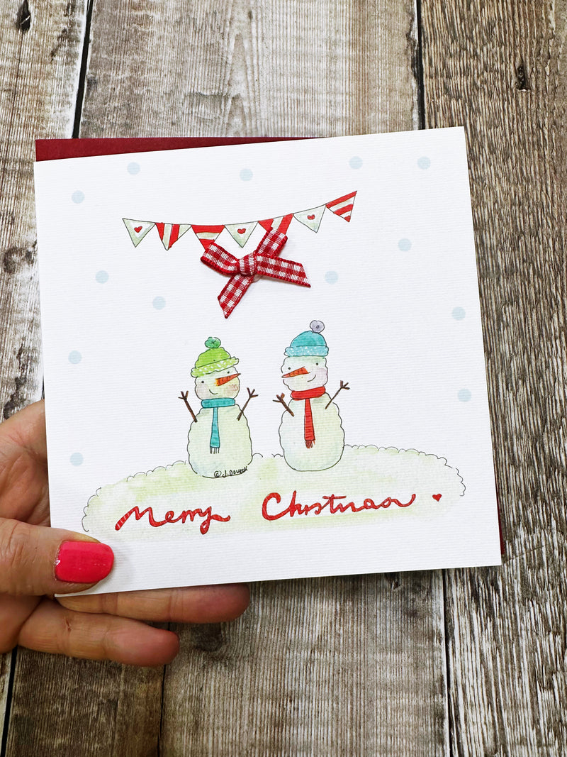 2 Snowmen Christmas Card - Personalised