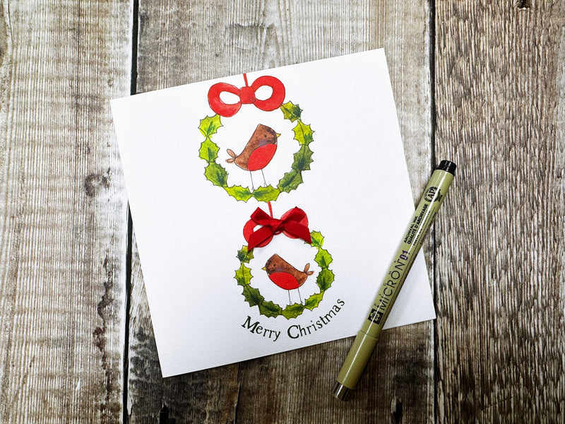 2 Robins Christmas Card - Personalised