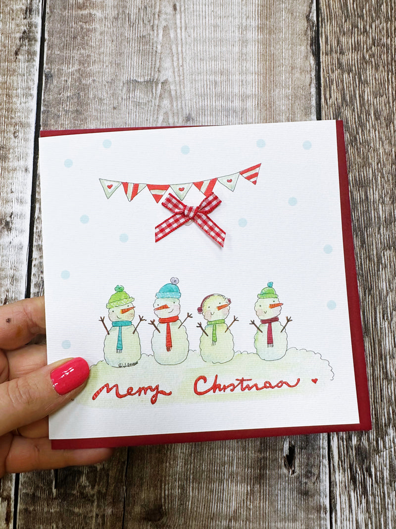 4 Snowmen Christmas Card - Personalised