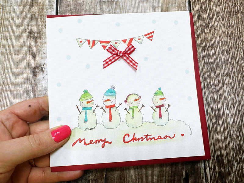 4 Snowmen Christmas Card - Personalised