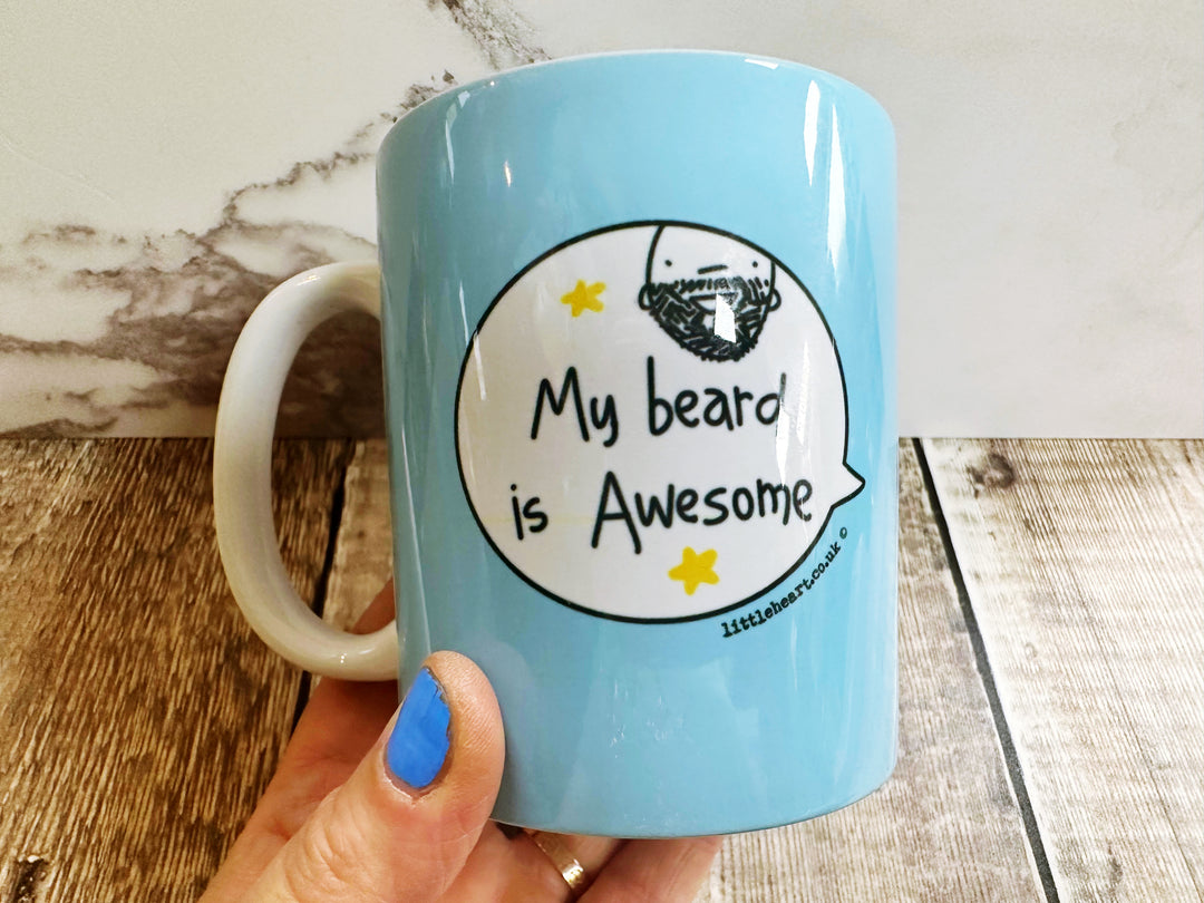 My Beard is Awesome Speech Bubbles Mug, Coaster or Badge
