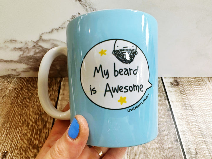 My Beard is Awesome Speech Bubbles Mug, Coaster or Badge