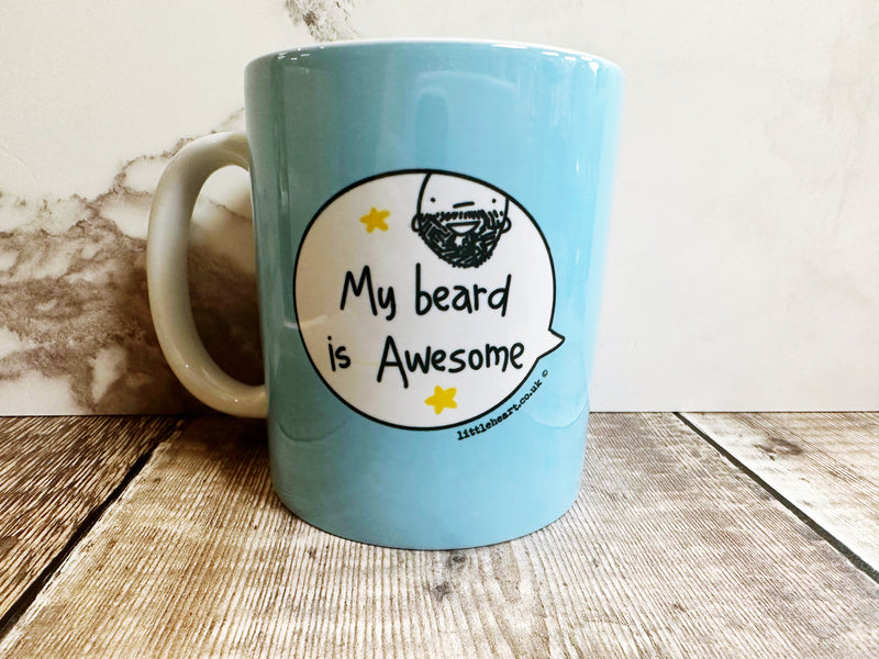 My Beard is Awesome Speech Bubbles Mug, Coaster or Badge