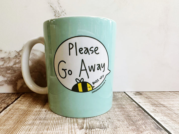 Please Go Away Buzz off Speech Bubbles Mug, Coaster or Badge