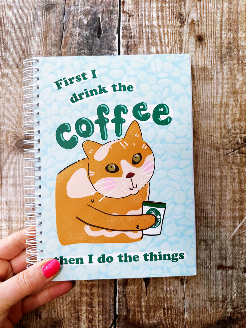 A5 Ring bound Coffee Cat Notebook or Planner