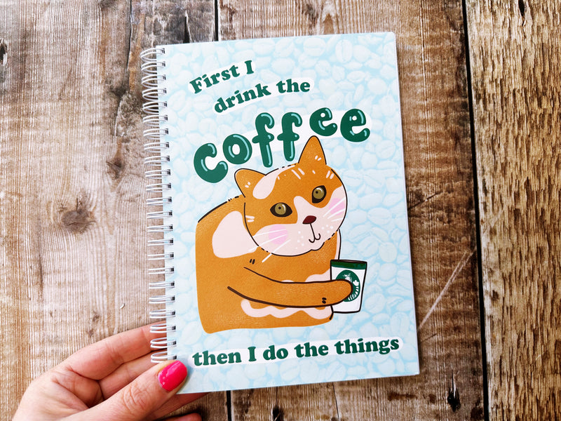 A5 Ring bound Coffee Cat Notebook or Planner