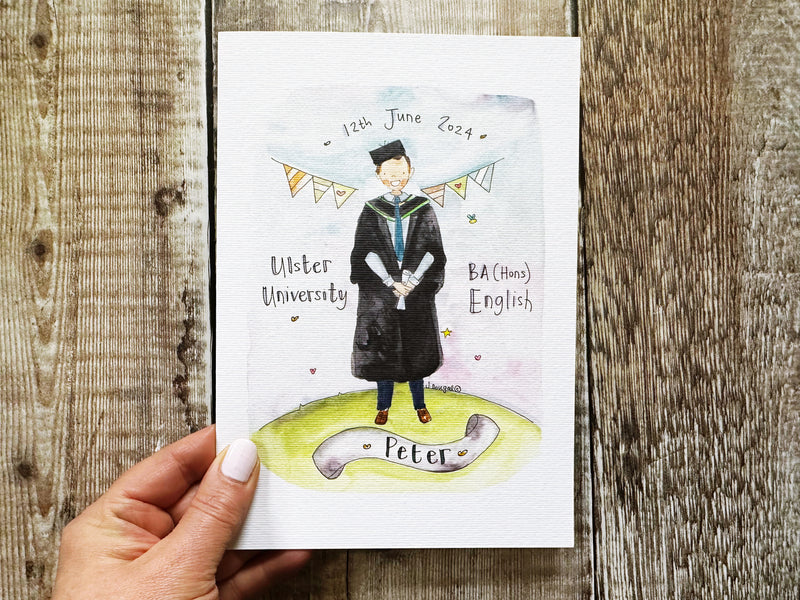 A5 Boy (any University) Graduation Card - Personalised