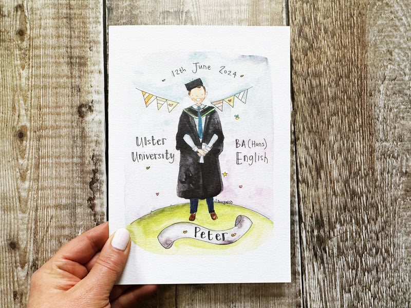 A5 Boy (any University) Graduation Card - Personalised