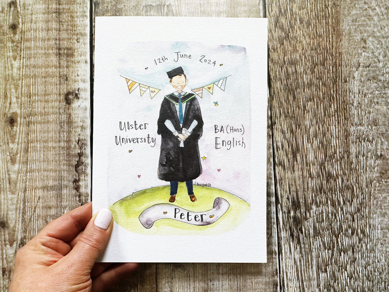 A5 Boy (any University) Graduation Card - Personalised