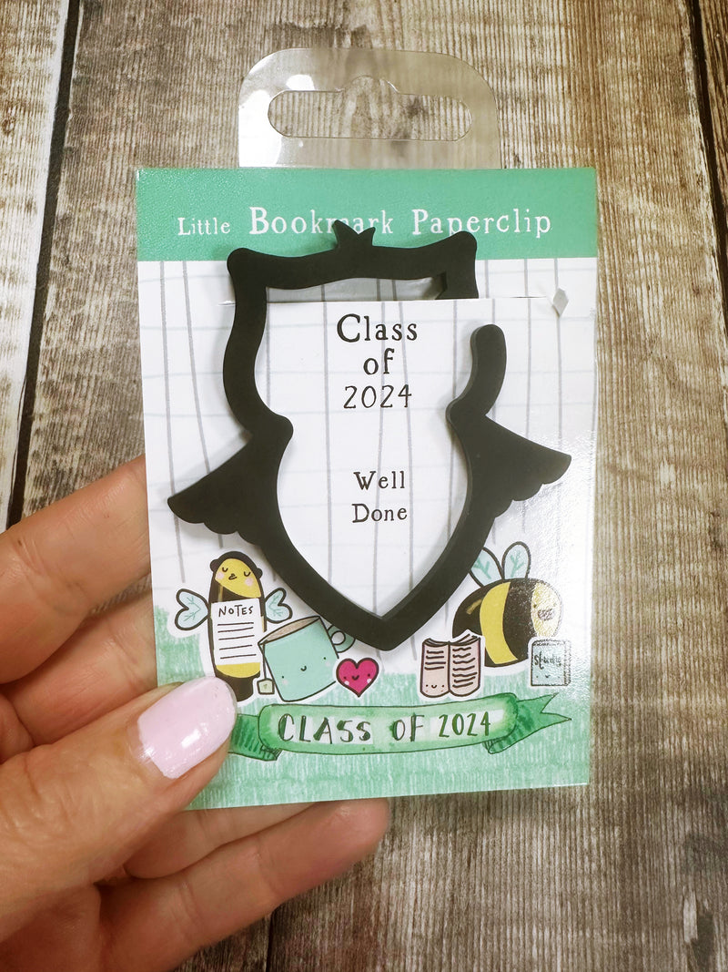 Class of 2024 Paperclip Owl Bookmark (Black)