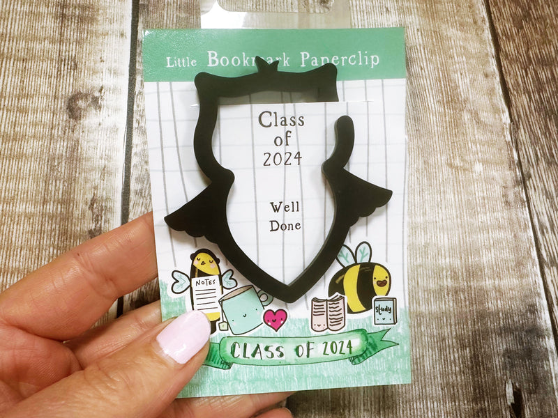 Class of 2024 Paperclip Owl Bookmark (Black)