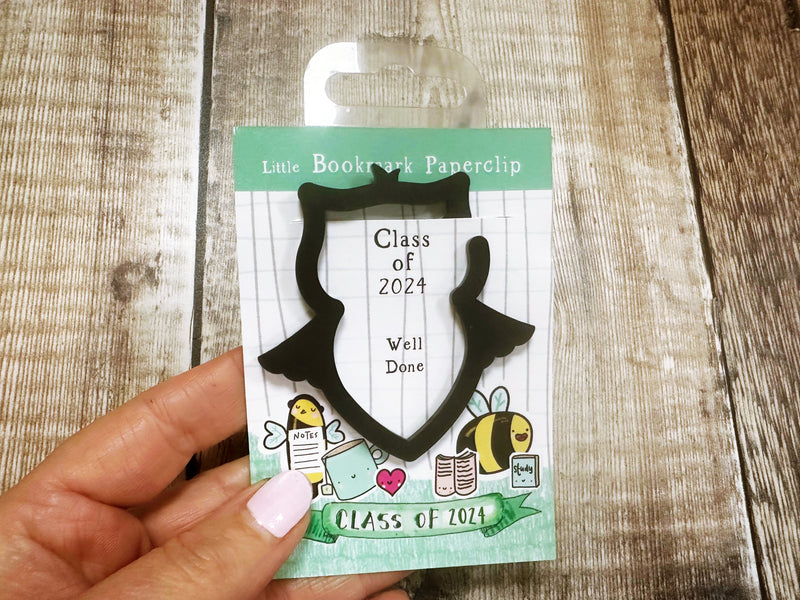 Class of 2024 Paperclip Owl Bookmark (Black)