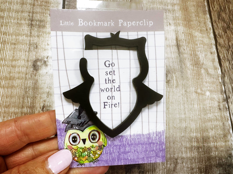 Graduation Paperclip Owl Bookmark (Black) (Copy)