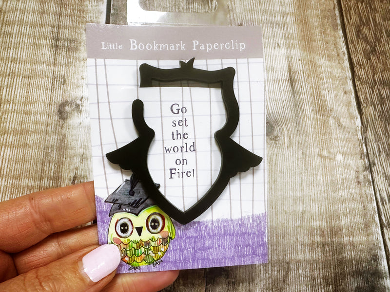 Graduation Paperclip Owl Bookmark (Black) (Copy)