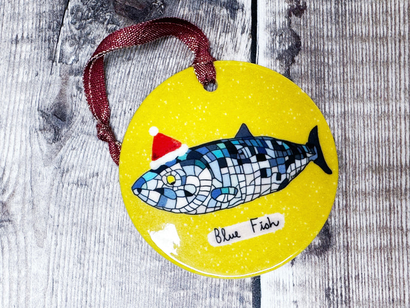 Belfast Blue Fish Christmas Ceramic Decoration