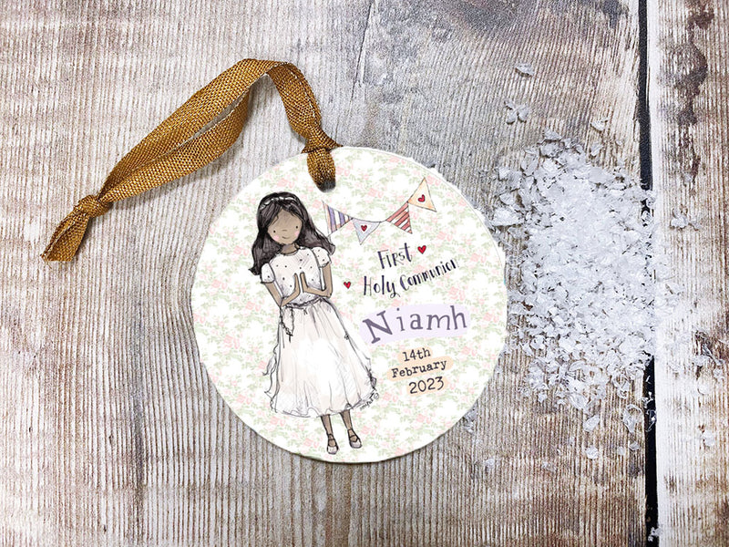 First Holy Communion Girl with Dark Hair Ceramic