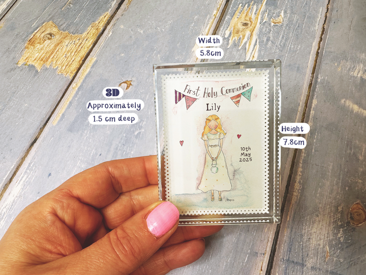 Girl First Holy Communion Personalised Glass Block Keepsake