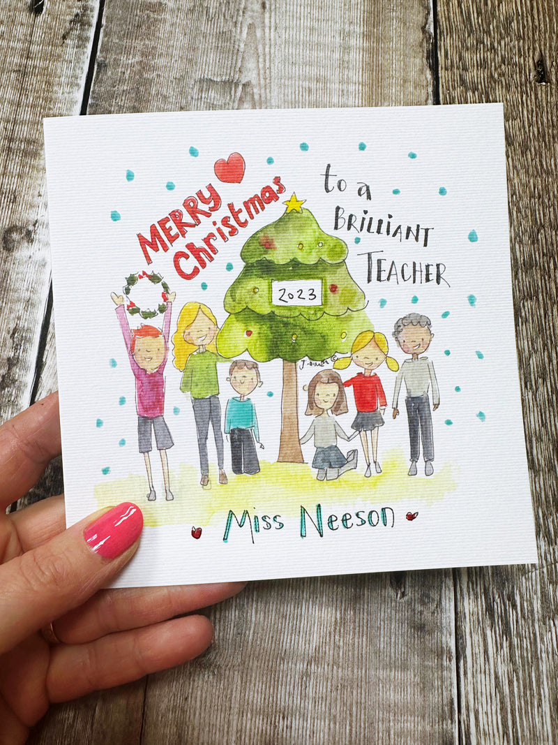 “Merry Christmas Teacher" Christmas Card - Personalised