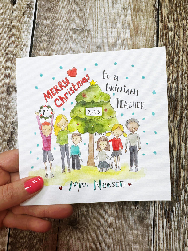 “Merry Christmas Teacher" Christmas Card - Personalised