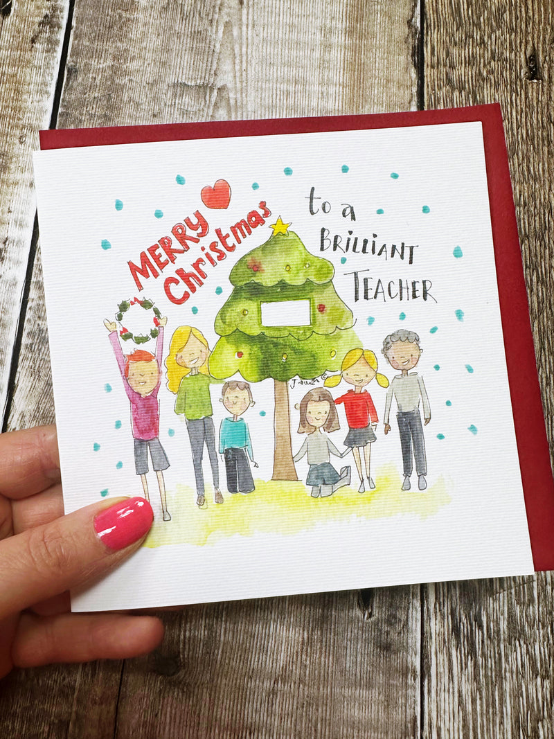 “Merry Christmas Teacher" Christmas Card - Personalised