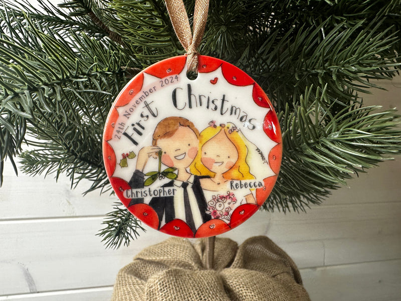 First Christmas Married Little Ceramic Bauble