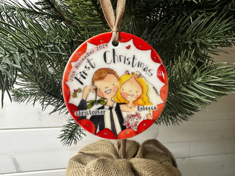 First Christmas Married Little Ceramic Bauble