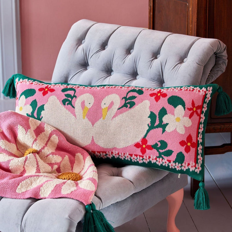 Rice by Rice Large Rectangular Cotton Cushion - Pink