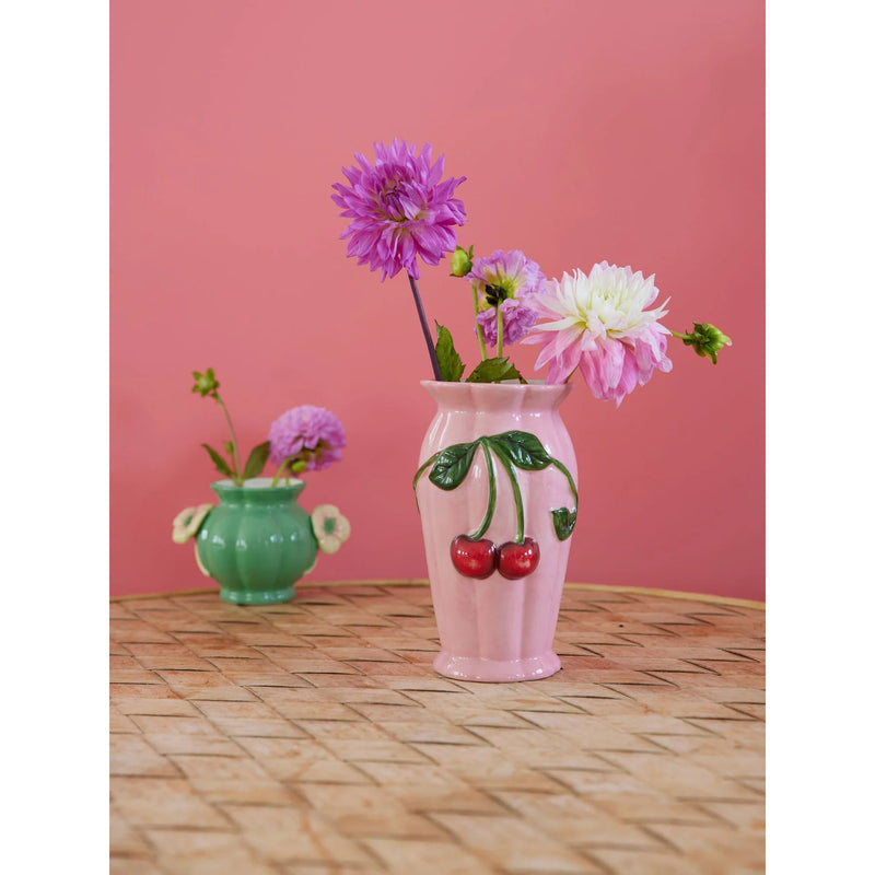 Rice by Rice Bird Ceramic Pink Cherry Vase