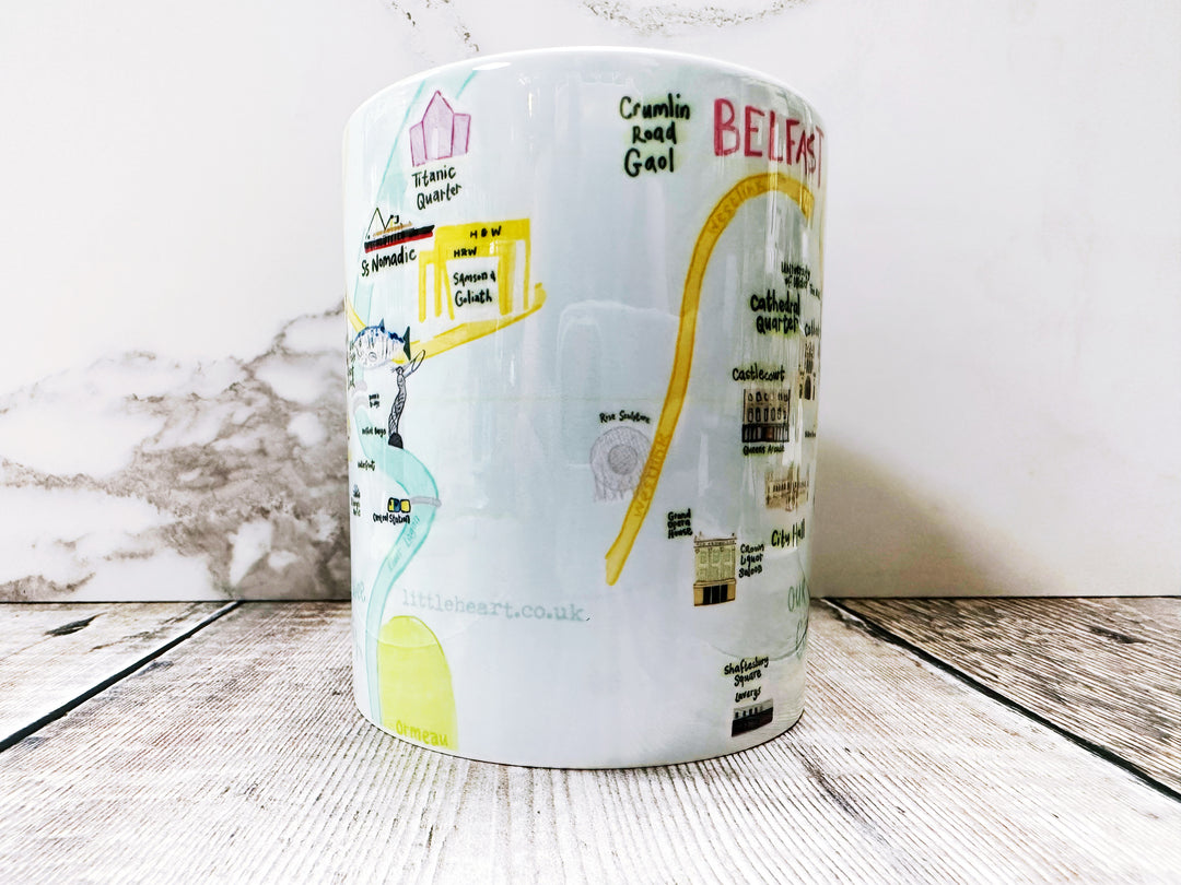 Colourful Map of Belfast Ceramic Mug 11oz