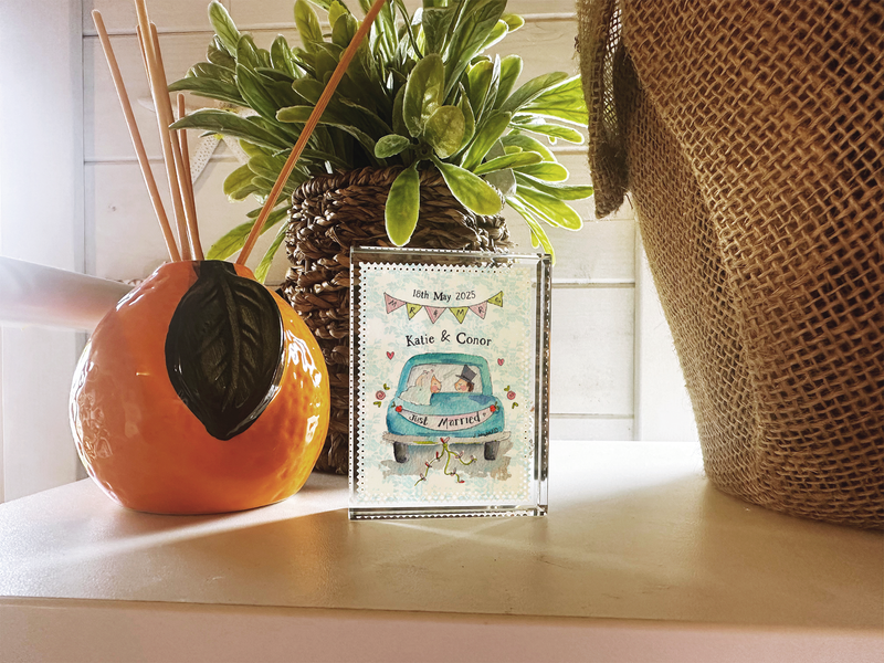 Wedding Car Personalised Glass Block Keepsake
