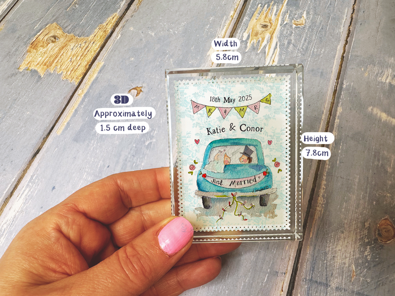 Wedding Car Personalised Glass Block Keepsake
