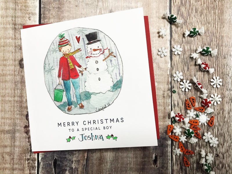 "Merry Christmas to a Special Boy" Christmas Card - Personalised